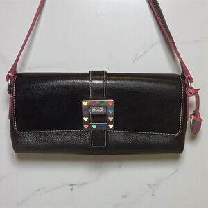 Dooney & Bourke Medium East/West Hearts Buckle Flap Leather Bag